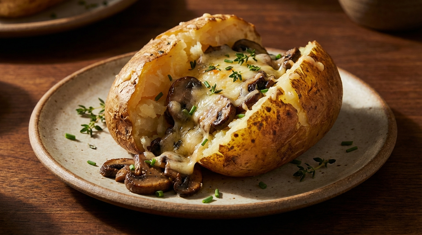 Stuffed Potatoes with Mushrooms, Fresh Herbs and Cheese: The Perfect Winter Comfort Food